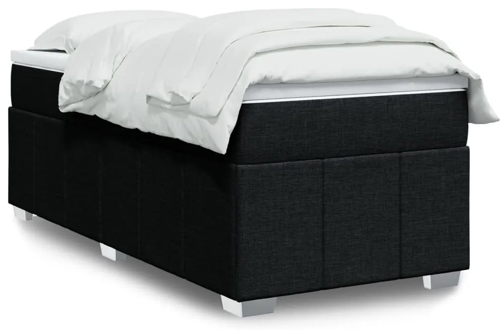 vidaXL Pat box spring cu saltea, negru, 90x190 cm, textil