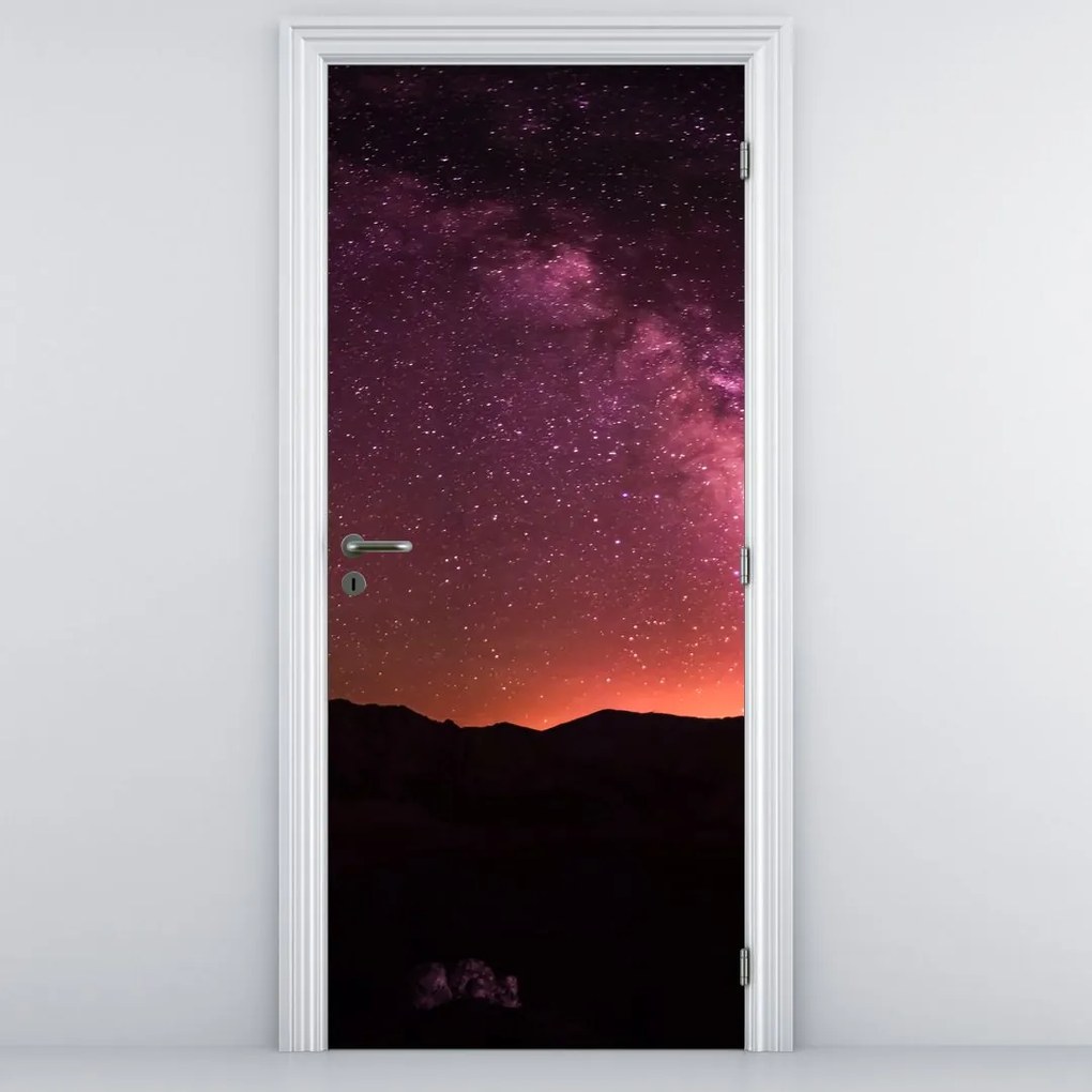 Fototapet pentru ușă - Calea lactee roz (95x205cm)