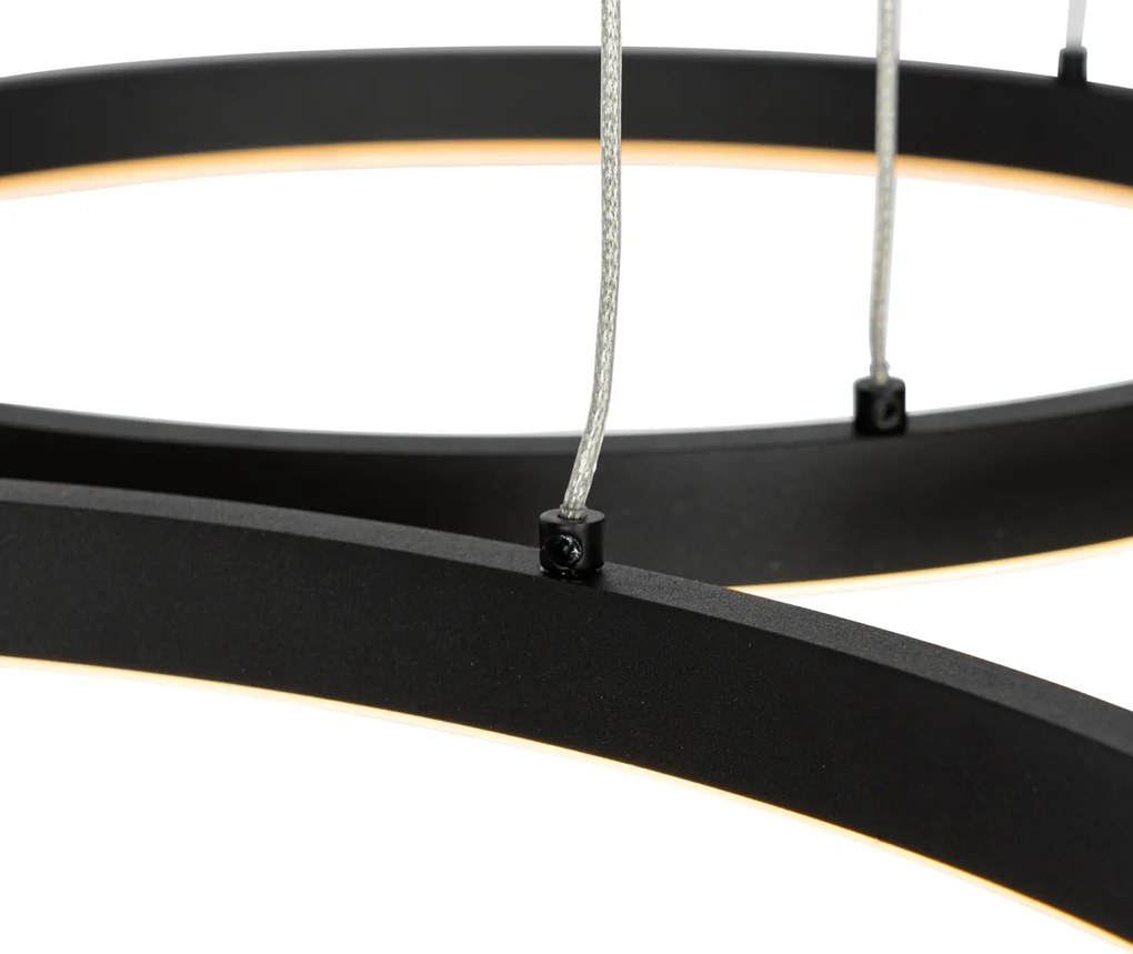 Lampă suspendată neagră cu LED cu dimmer în 3 trepte, 3 lumini - Anello