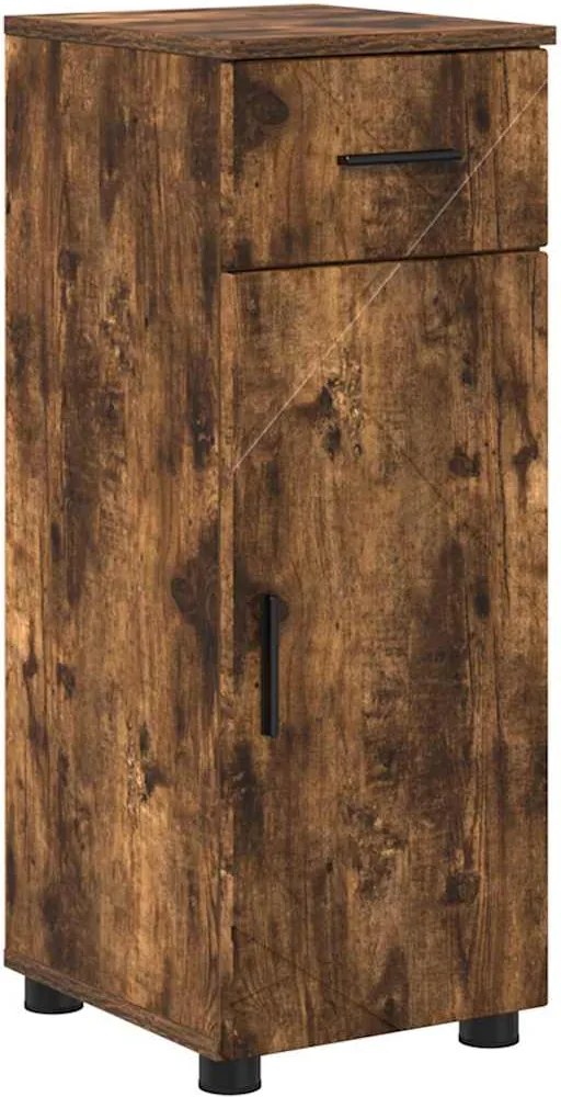 vidaXL Dulap de Baie cu sertar cu ușă Stejar fumuriu 30 x 35 x 80 cm