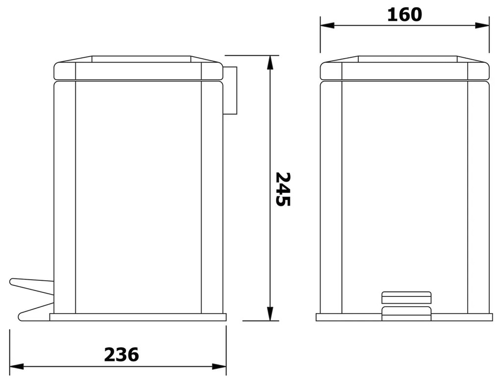 Coș de gunoi AQUALINE GAQ003 Simple linepătrat 3 l, oțel inoxidabil