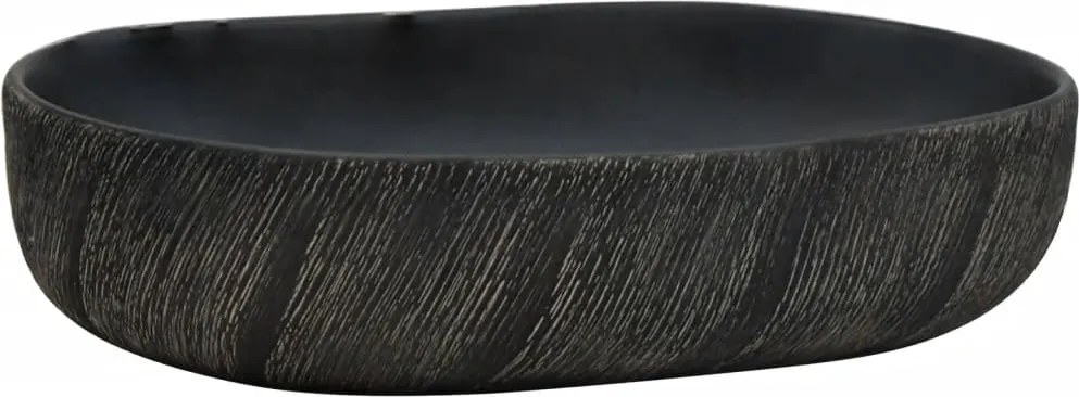 vidaXL Lavoar de blat, negru, 59x40x14 cm, ceramică, oval