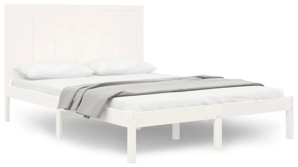 3105741 vidaXL Cadru de pat, alb, 160x200 cm, lemn masiv de pin