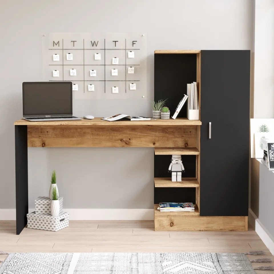 Birou CT2, Atlantic Pine / Negru