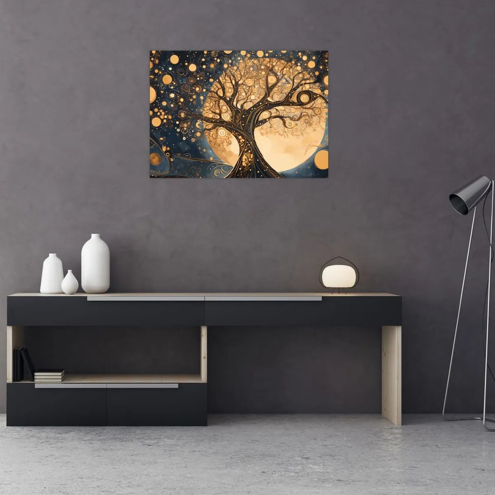 Tablou pe sticlă – Arbore suprarealist (70x50 cm)