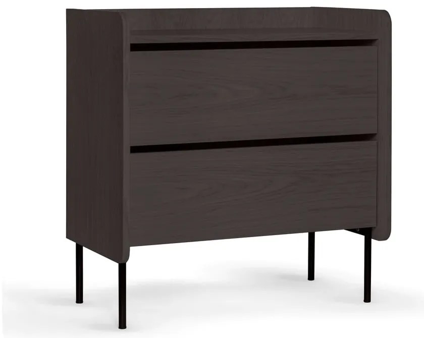 Comodă neagră înaltă cu aspect de lemn de stejar 80x82 cm Wrap – Bonami Selection