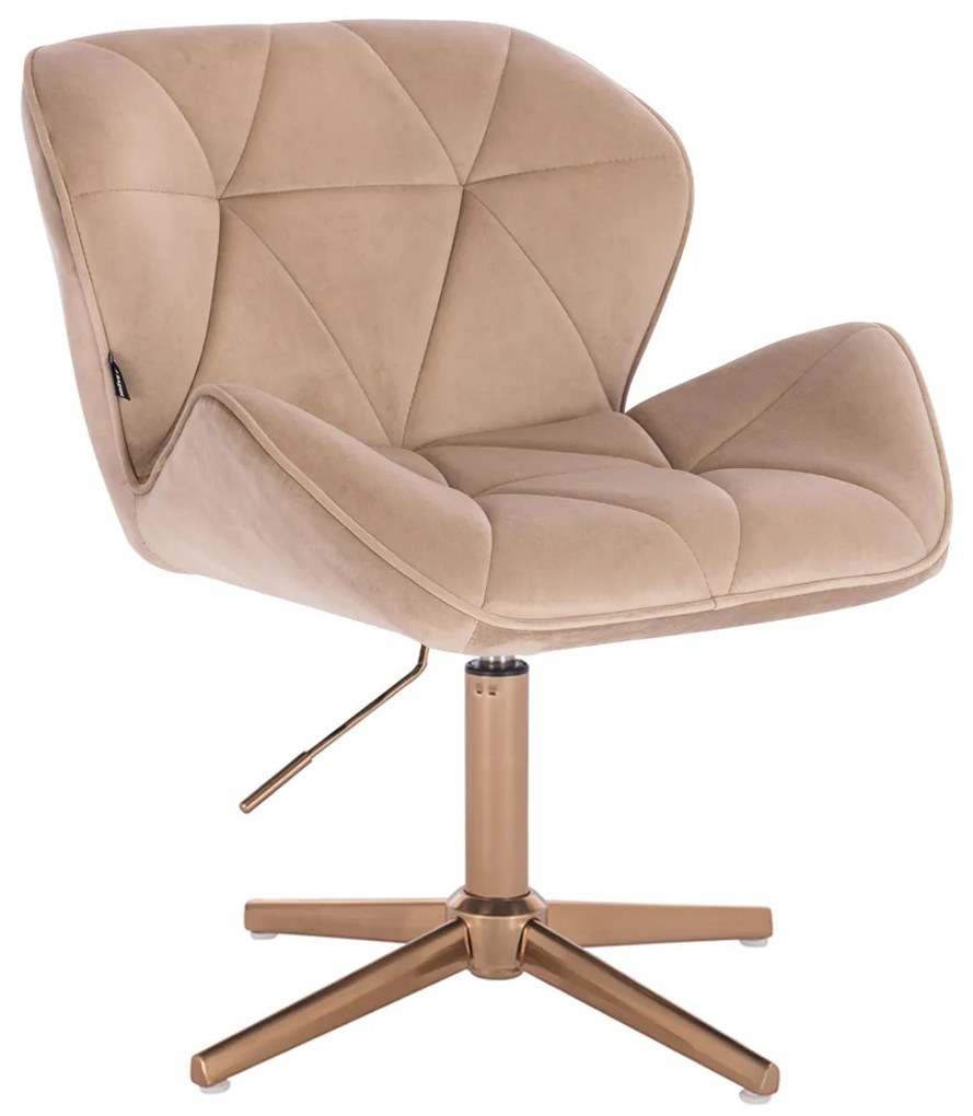 HR111CROSS Scaun Latte Catifea cu Bază Aurie