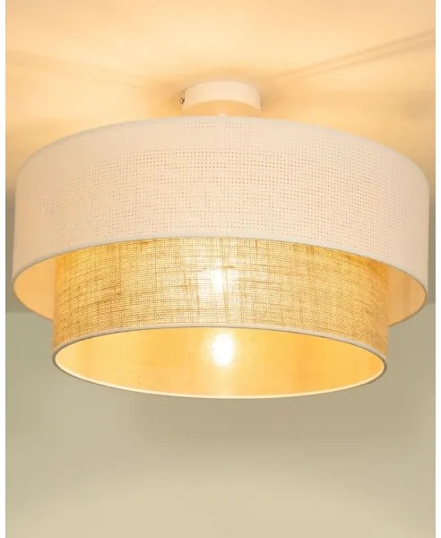 Lustră aplicată BORHO 1xE27/60W/230V Ø 40 cm alb/iută