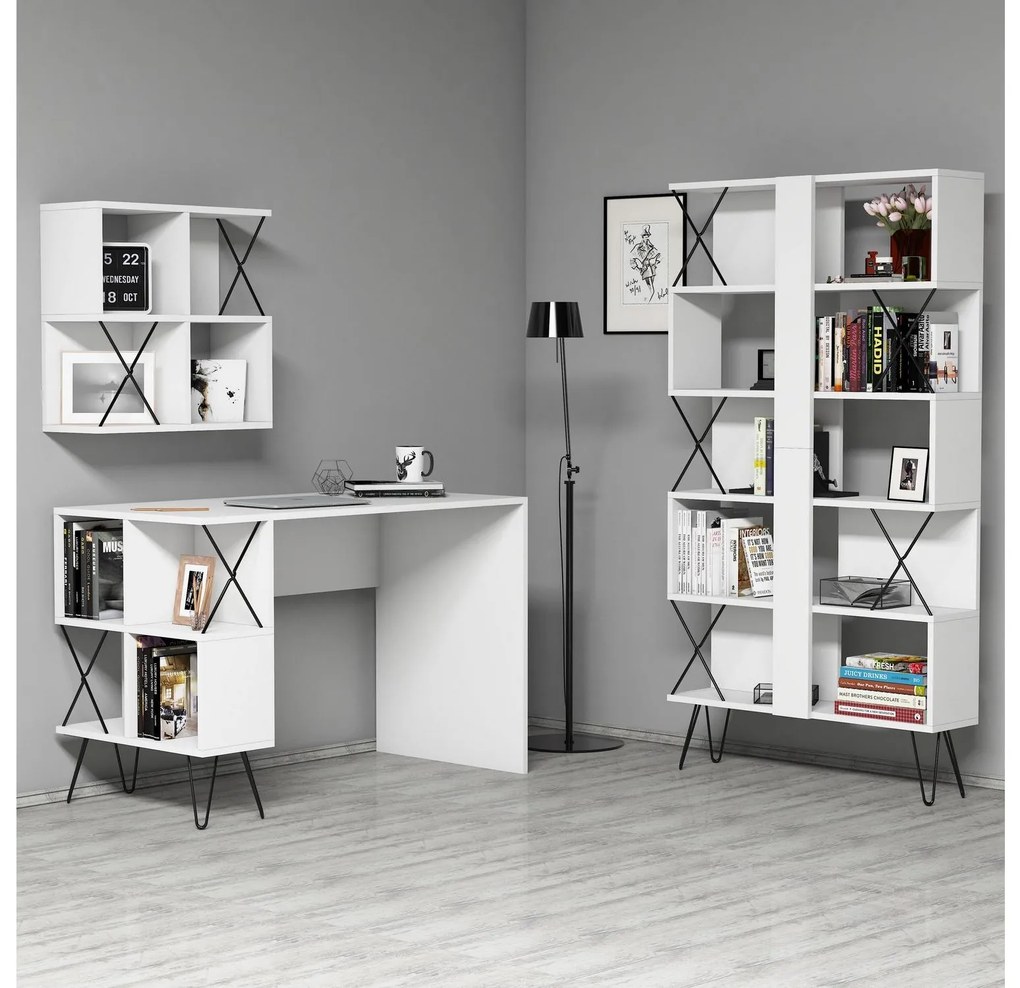 Set mobilier pentru birou Likime 1 (alb + negru) . 1095025