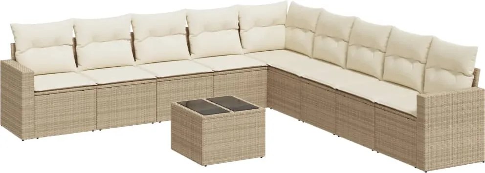 vidaXL Set canapele de grădină cu perne, 10 piese, bej, poliratan