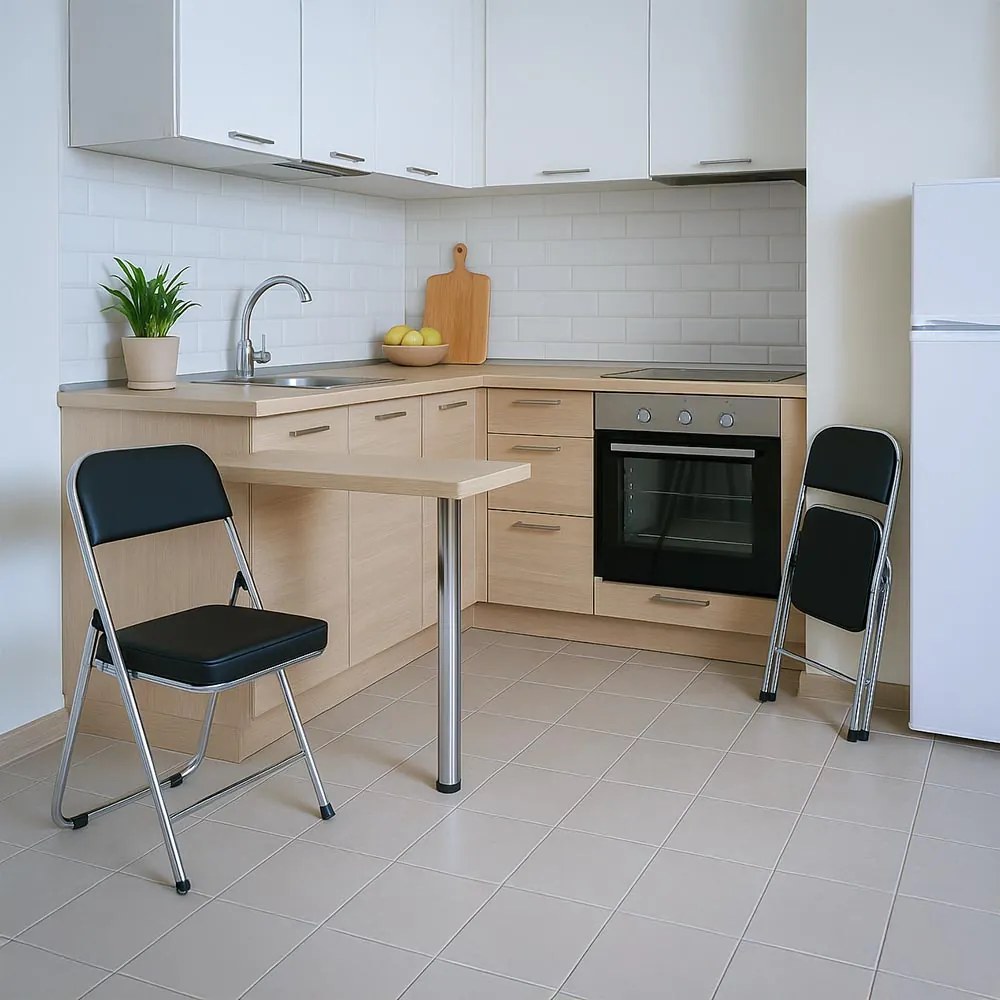 Scaun pliant din piele ecologica cu cadru metalic HRC 607 negru