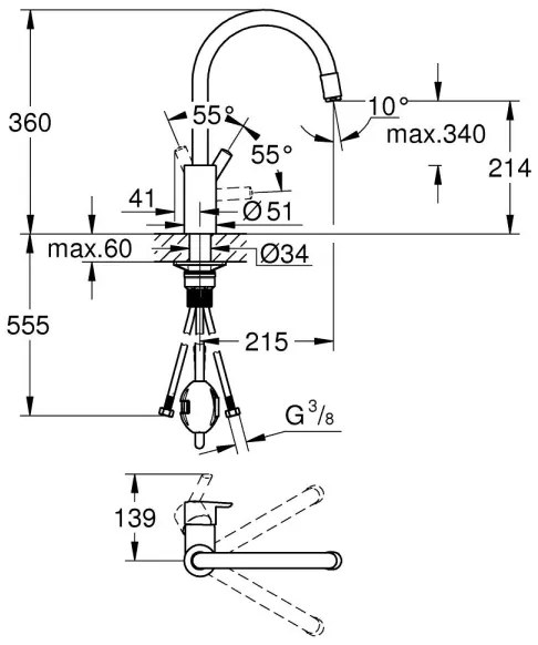 GROHE 32671002 - Baterie pentru chiuvetă FEEL, crom lucios