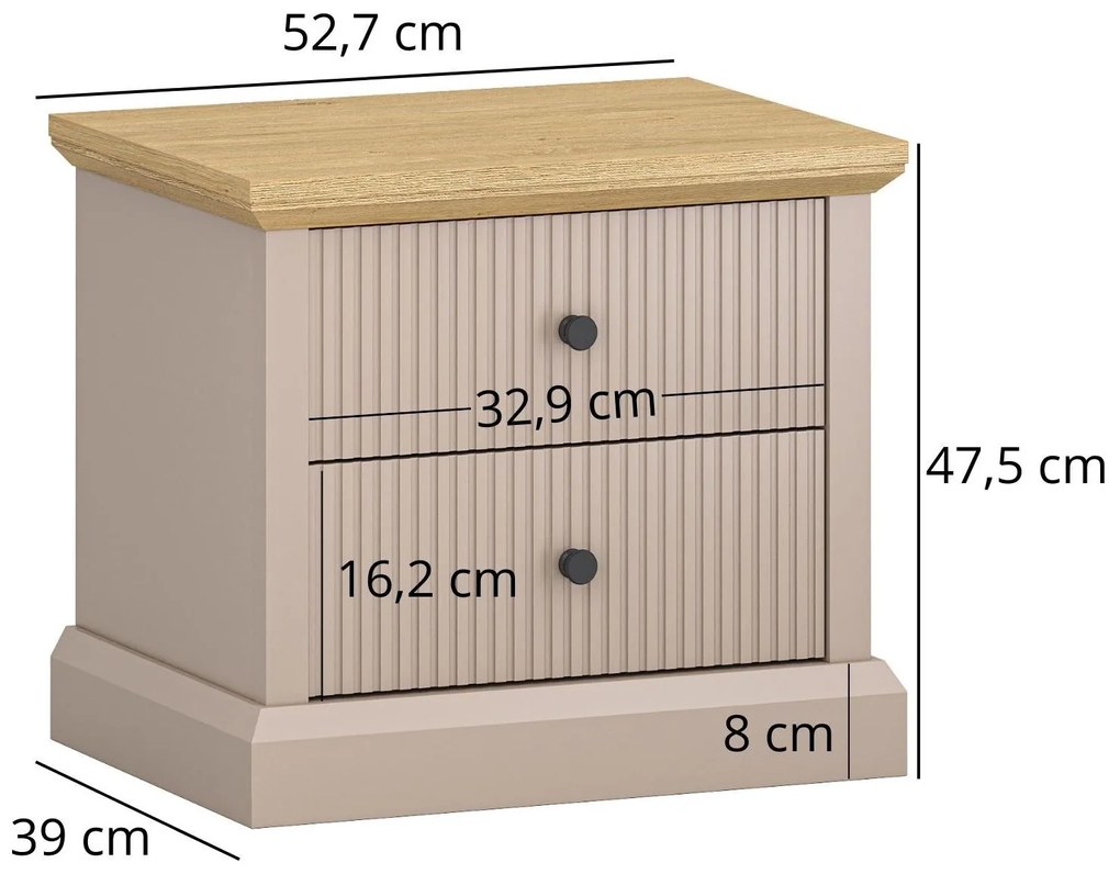 Noptieră Indices (taupe + stejar pietros) . 1116878