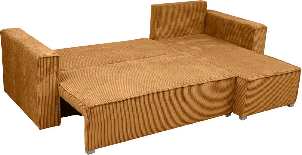 Canapea colt extensibila SMART COSARO mustar, cu colt bilateral + 2 perne CADOU