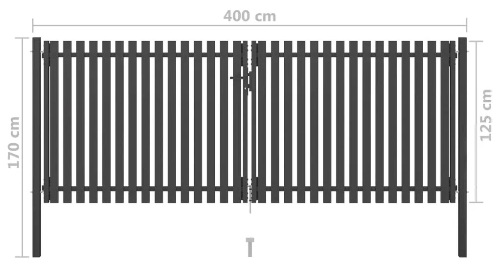 Poarta de gard gradina, antracit, 4 x 1,7 m, otel 4 x 1.7 m