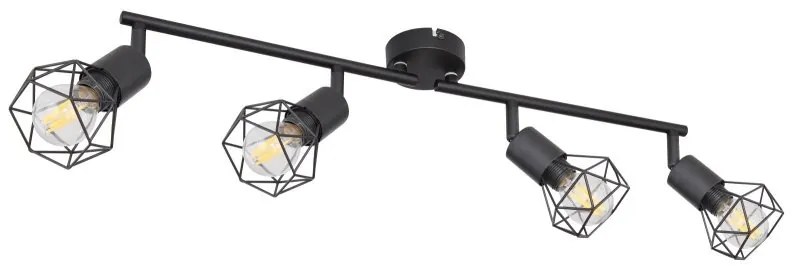 Plafoniera cu 4 spoturi design industrial XARA I negru