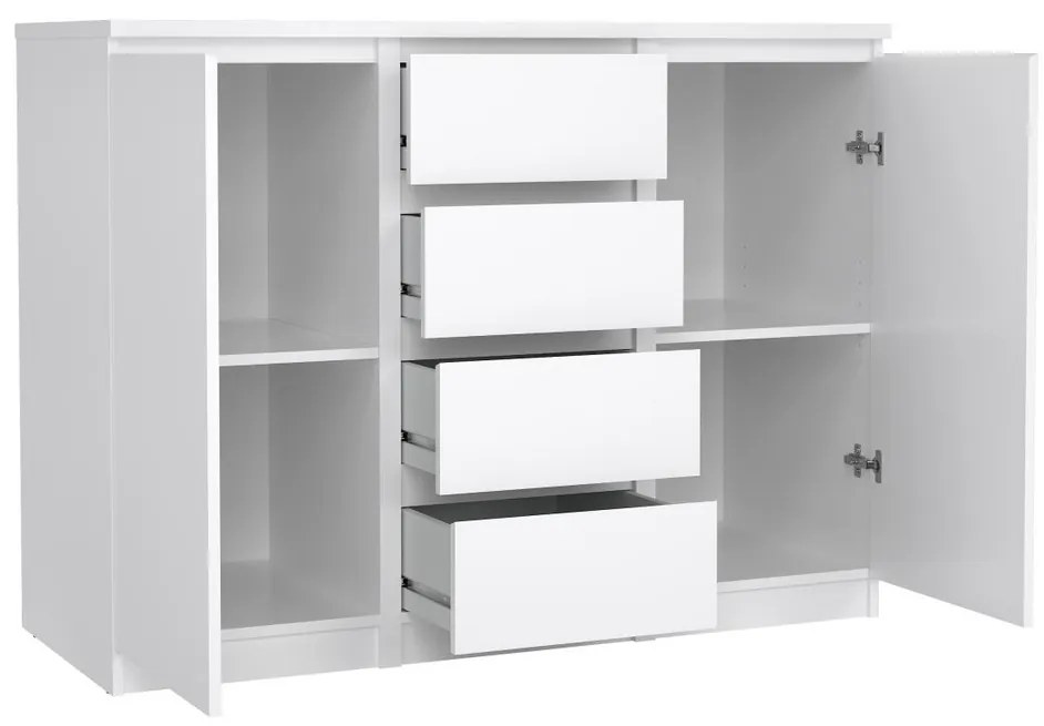 Comodă Simplicity 121 x 50 x 91 cm, alb lucios