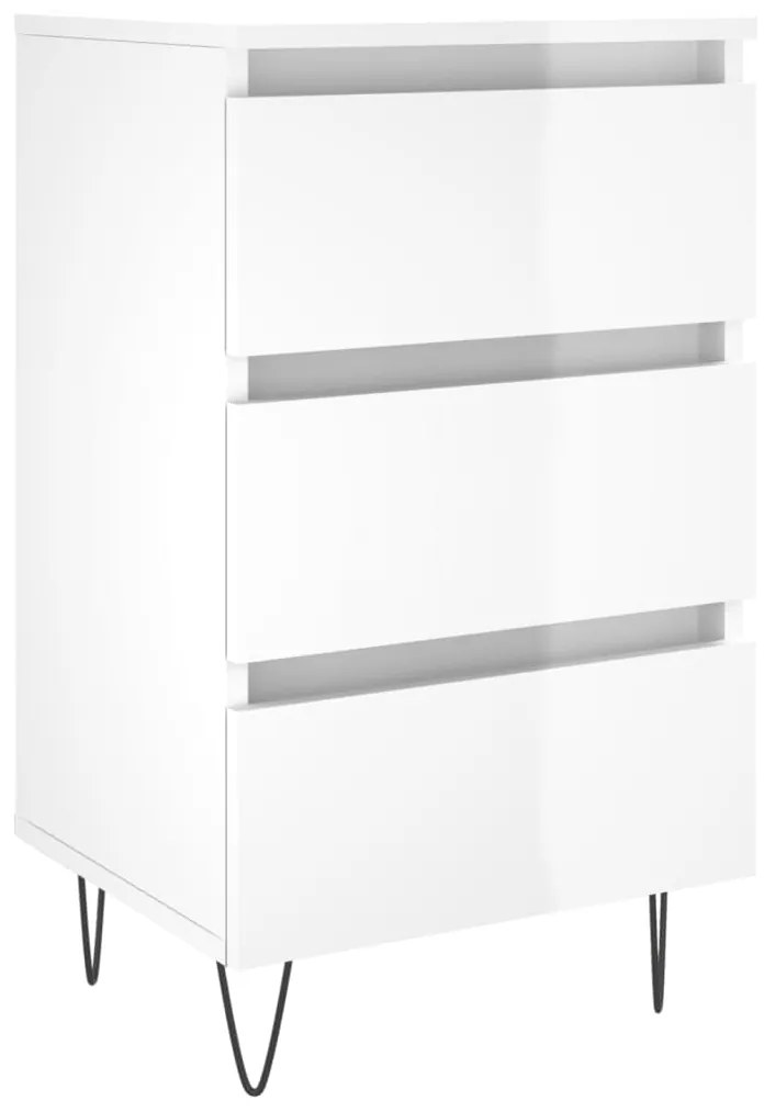 826928 vidaXL Noptieră, alb extralucios, 40x35x69 cm, lemn compozit