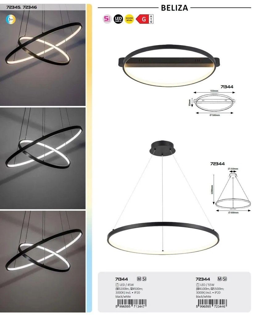 Lustra LED suspendata din metal negru Beliza
