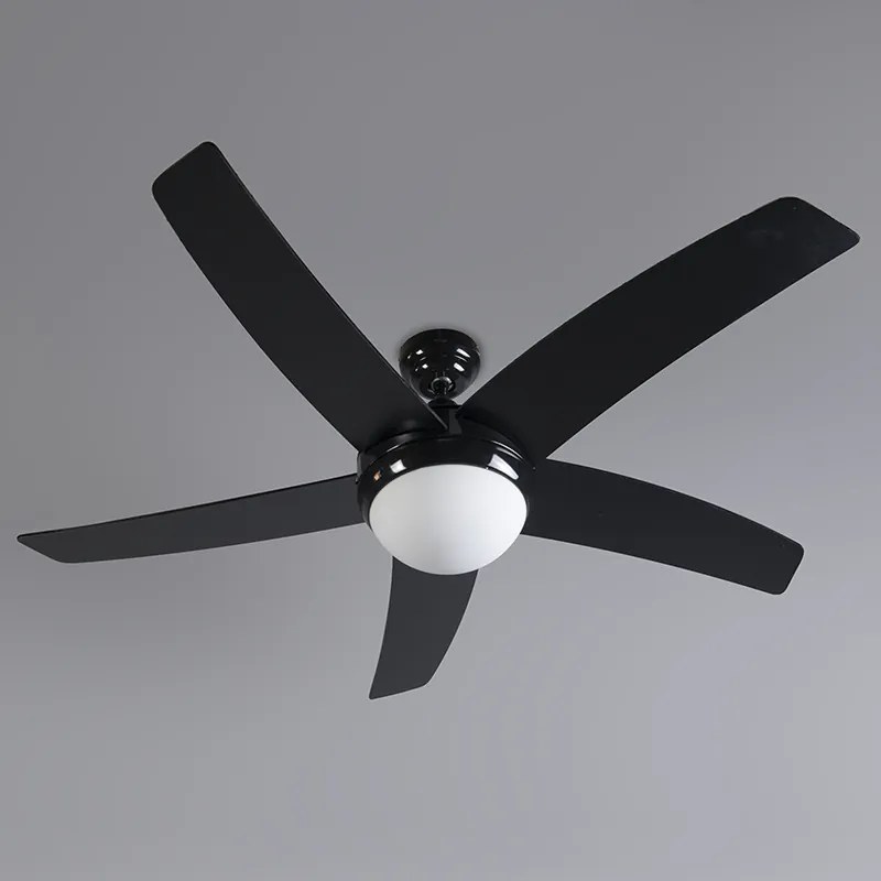 Ventilator de tavan negru cu imprimeu lemn 132cm cu telecomandă - Cool