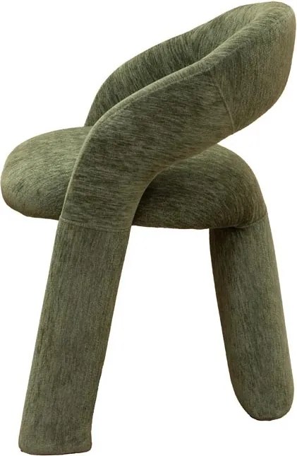 Scaun din bumbac verde, formă asimetrică, cu picioare cilindrice, 73×67×62 cm, „Prato"