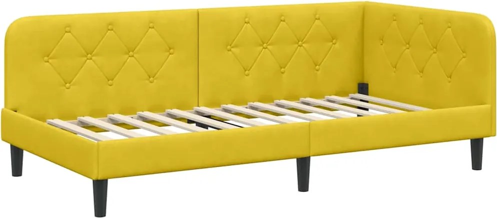 vidaXL Cadru de pat colțar Galben 90 x 200 cm Catifea