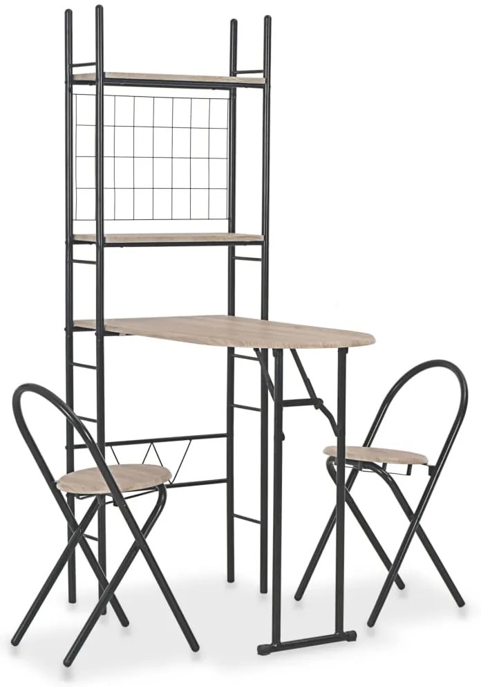 vidaXL Set mobilier bucătărie, suport depozitare, 3 piese, MDF și oțel