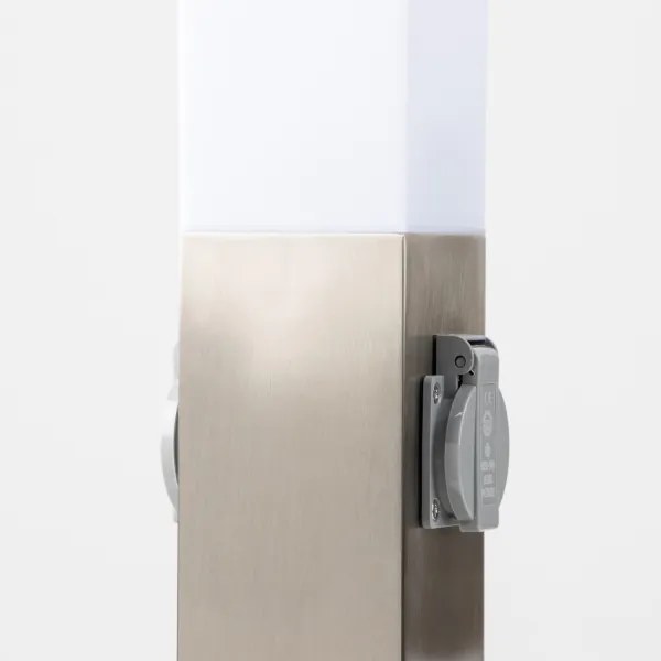 Brilagi - Lampă de exterior cu 2 prize Schuko NOVA, 1xE27/15W/230V, 40 cm, IP44, crom