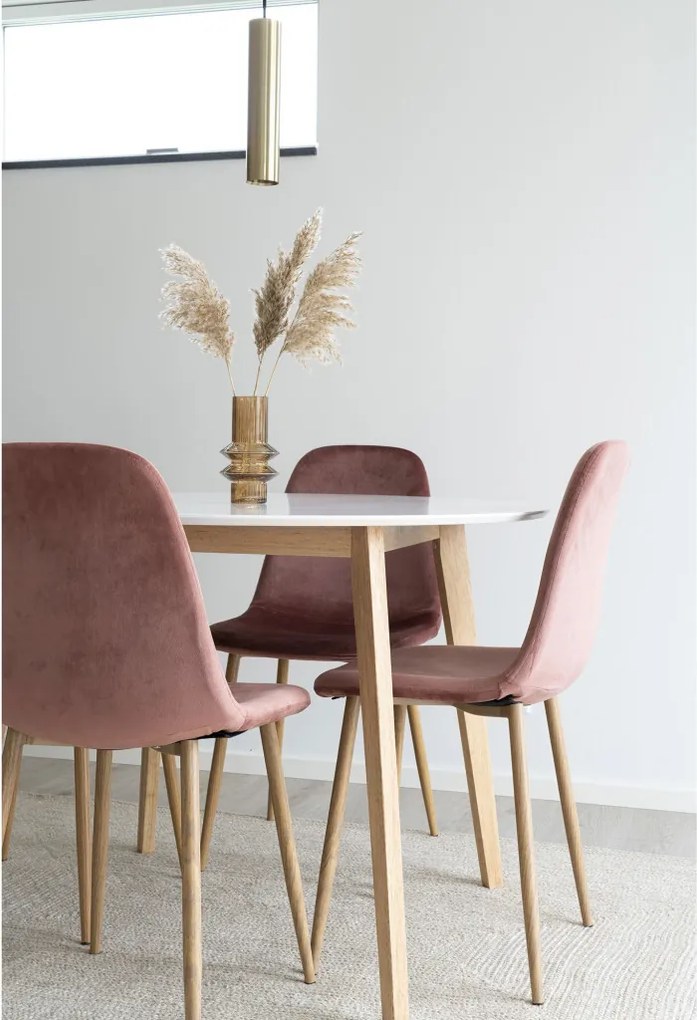 Vojens masă rotundă 105x75 cm alb-natural