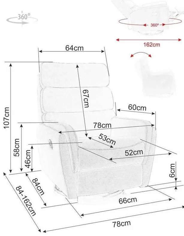 Scaun reclinabil Belfort Velvet, gri