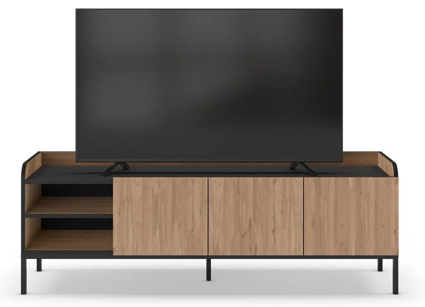 Comodă TV în culoare naturală cu aspect de lemn de stejar 160x55x42 cm Adara – Marckeric
