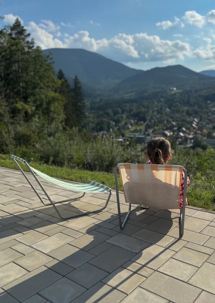 Set de 2 sezlonguri pliante pentru plaja SAND, dungi portocalii