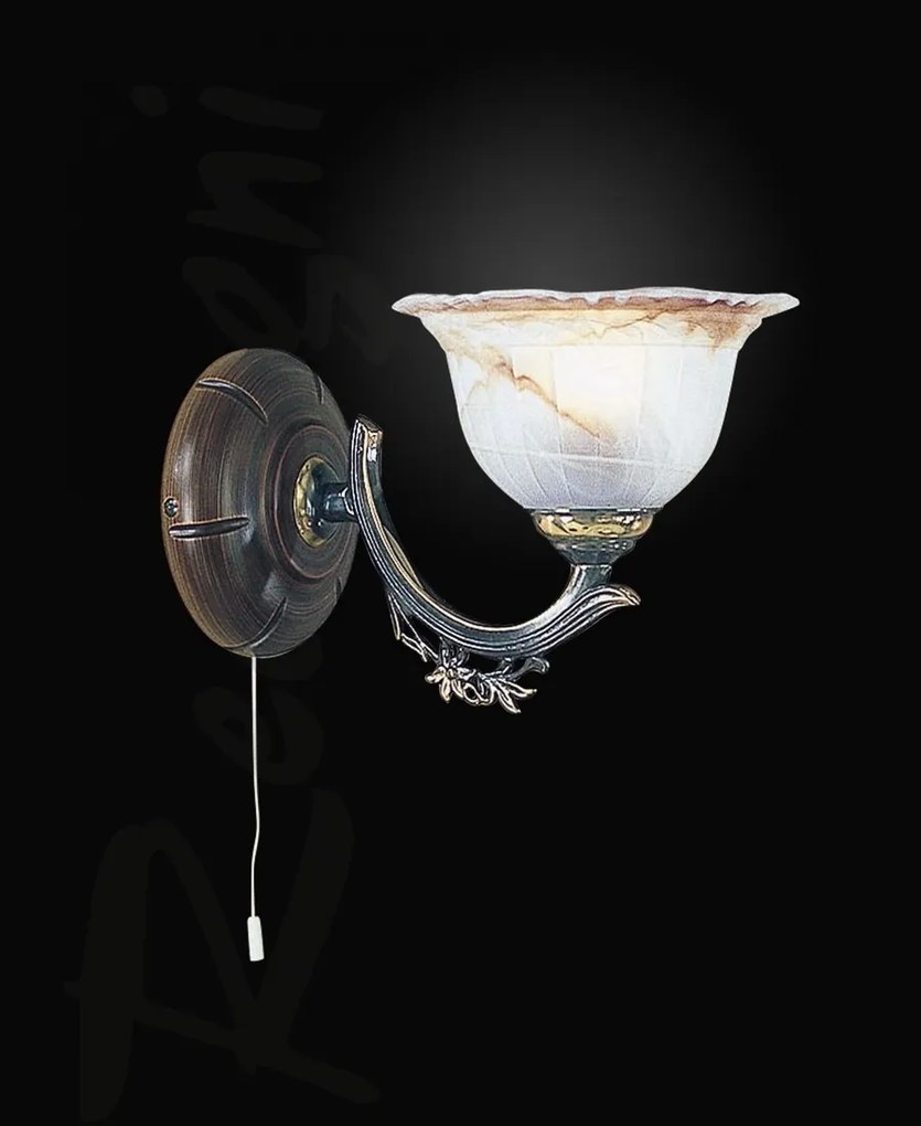 Aplica de perete rustica design italian din alama cu lemn 2801