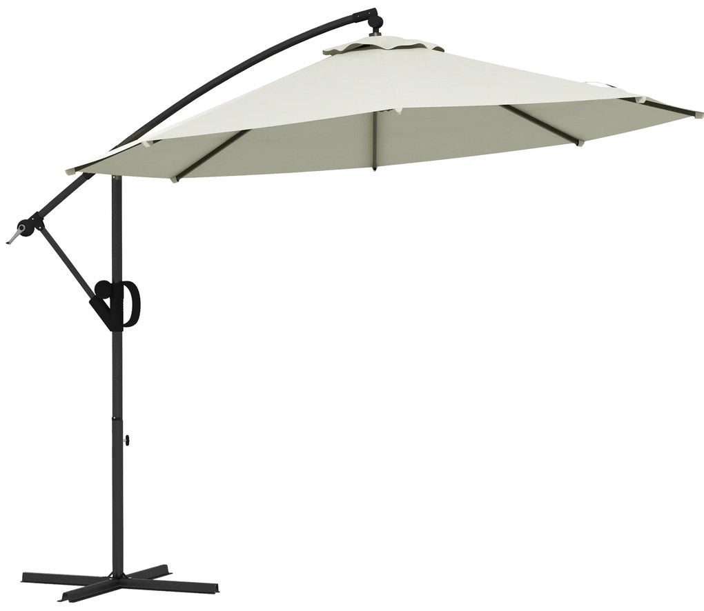 Umbrelă de soare 3 (m) în consolă cu bază transversală Outsunny | Aosom Romania
