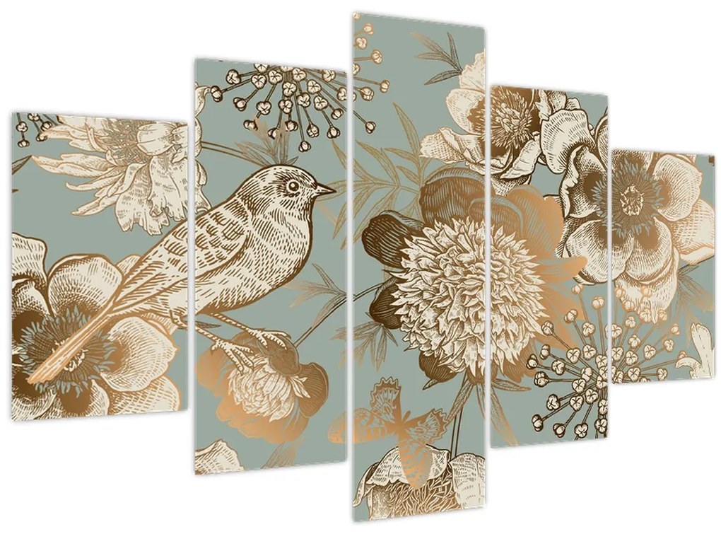 Tablou - Flori aurii (150x105 cm)