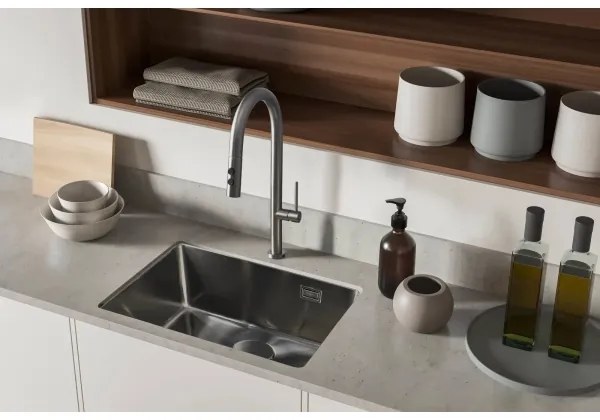 Baterie de chiuvetă cu cap de duș detașabil Deante BQO_D72M OLFATO titan