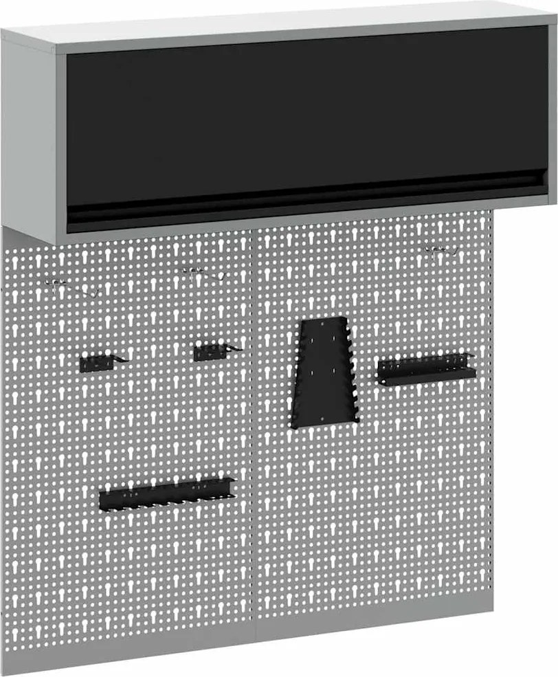 vidaXL Set dulap de unelte 3 pcs Negru Oțel vopsit electrostatic