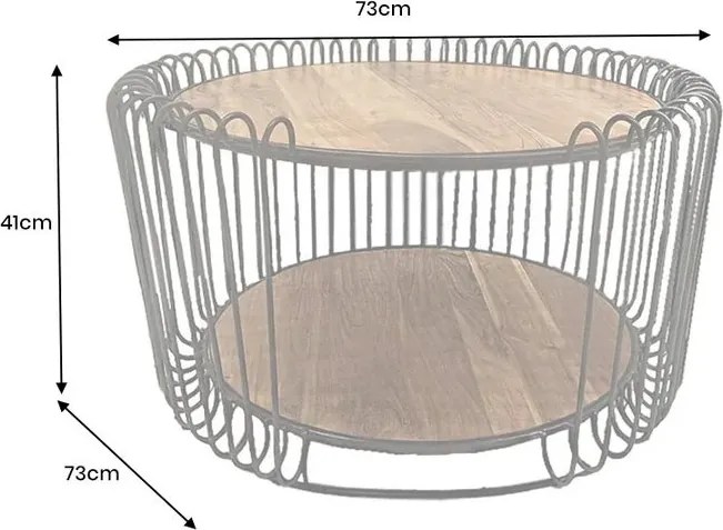 Masuta de cafea, Metal, Lemn, TRUE ELEMENTS 70cm