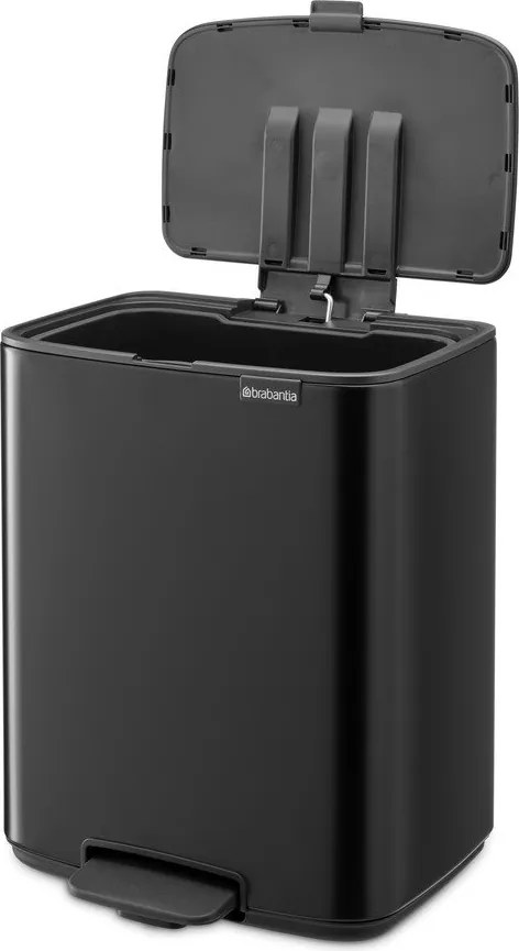 Coș de gunoi negru mat cu pedală din oțel 12 l Bo – Brabantia
