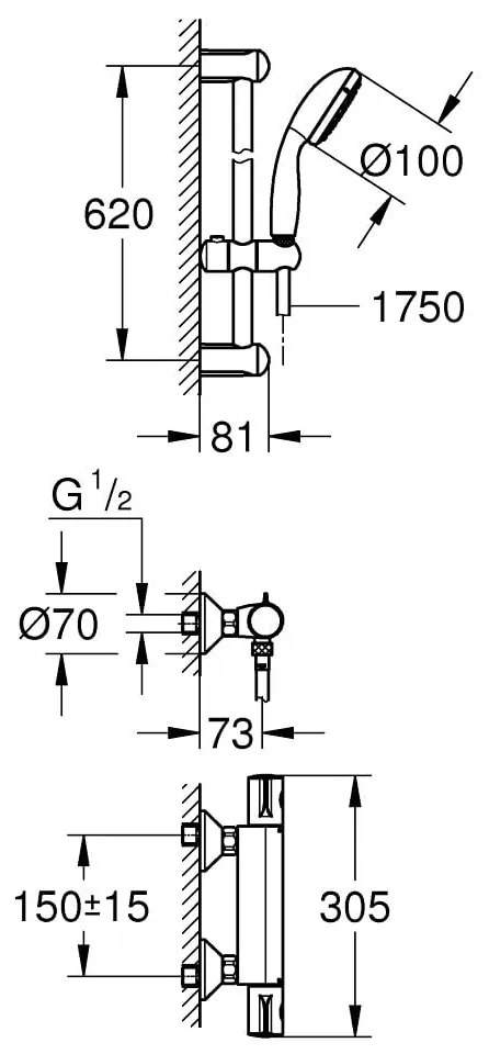 Baterie cabina dus termostat Grohe Grhtherm 800 set dus inclus(34565001) + savoniera(27596000)