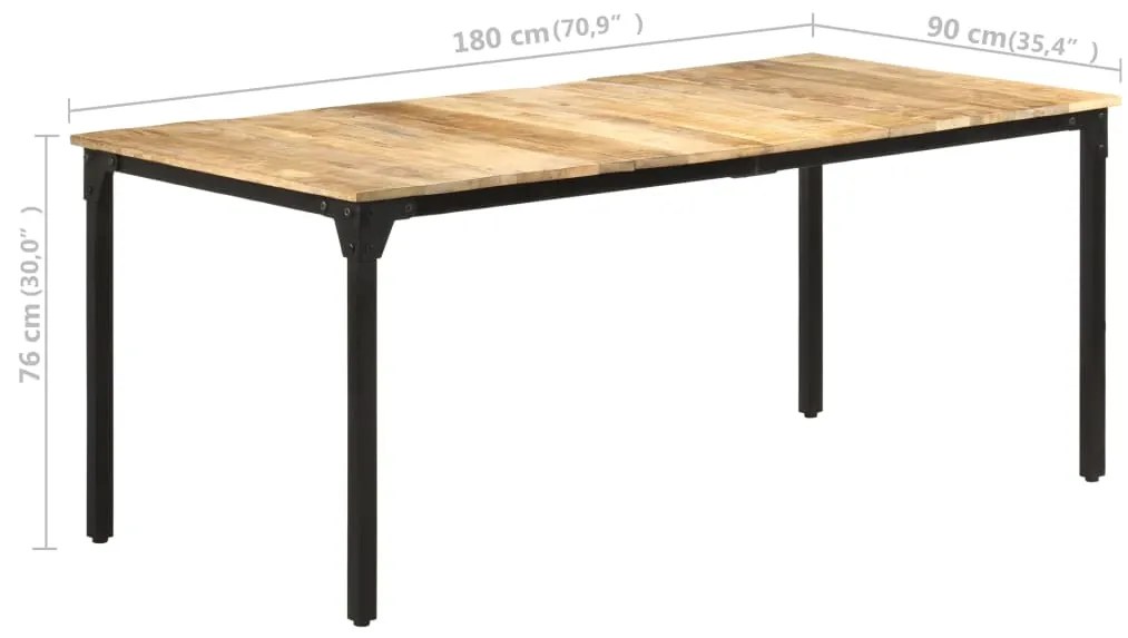 Masa de bucatarie, 180x90x76 cm, lemn de mango nefinisat 1, 180 x 90 x 76 cm