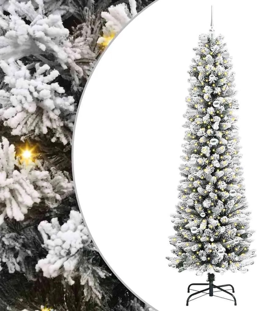 vidaXL Brad de Crăciun artificial Alb 240 cm PVC și metal și plastic