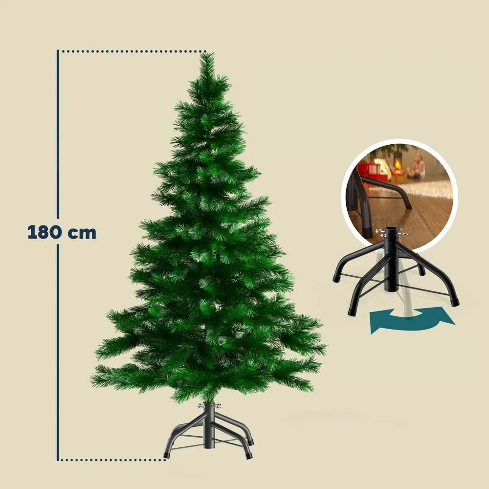 Brad artificial de Crăciun RUDOLPH, 180 cm, verde Casaria