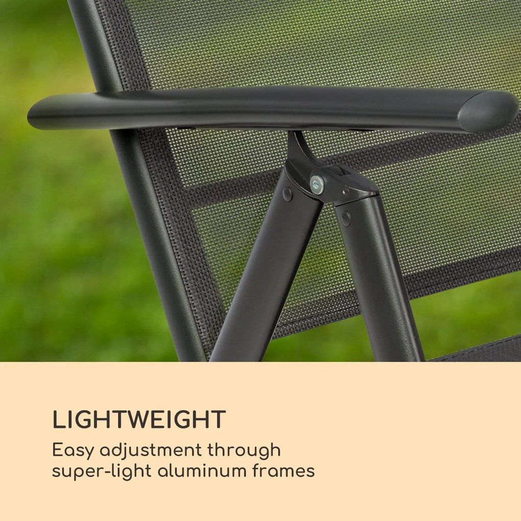Blumfeldt Almeria Garden Chair, scaun pliabil, set de 2 bucăți, 56,5 x 107 x 68 cm, ComfortMesh, antracit