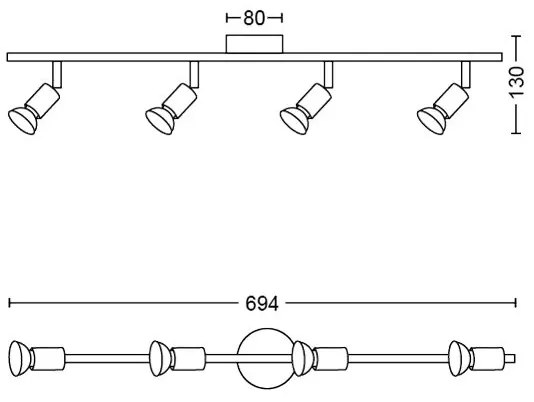 Spot LIMBALI 4xGU10/50W/230V negru Philips