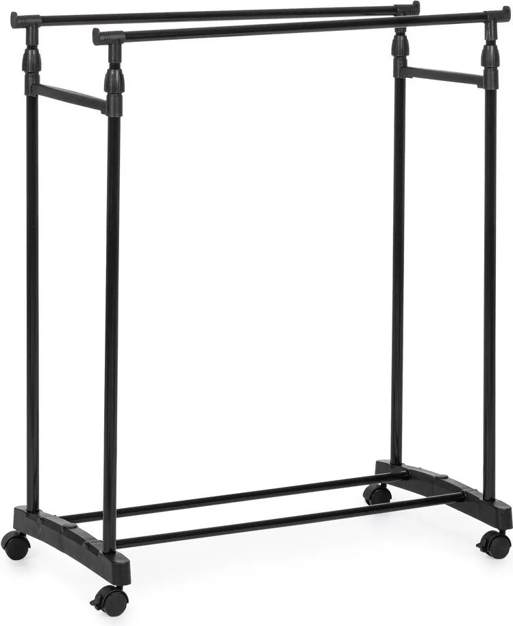 Suport pentru haine negru cu roți din metal 80x160x42 cm Roald – Yes Everyday