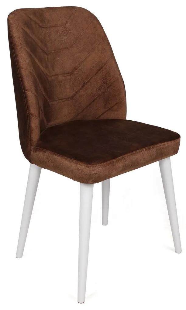 Set 2 scaune haaus Dallas, Maro/Alb, textil, picioare metalice