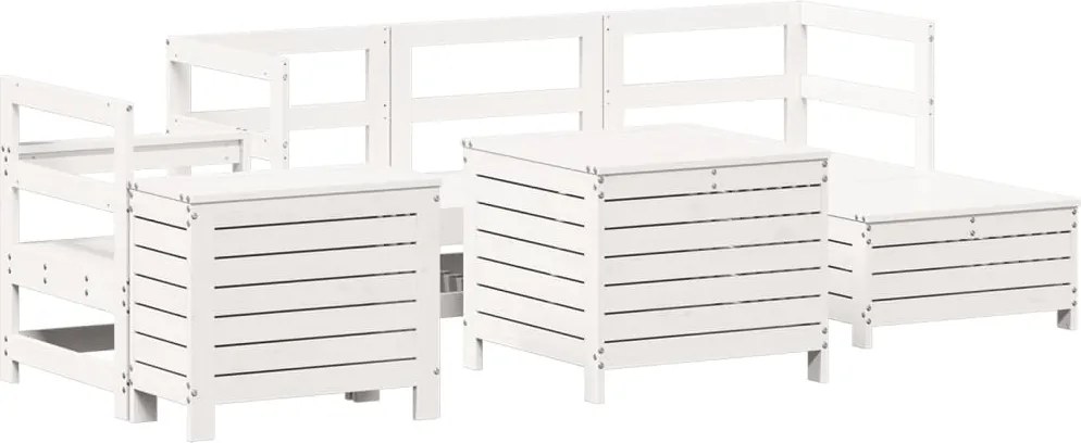 vidaXL Set canapea de grădină, 7 piese, alb, lemn masiv de pin