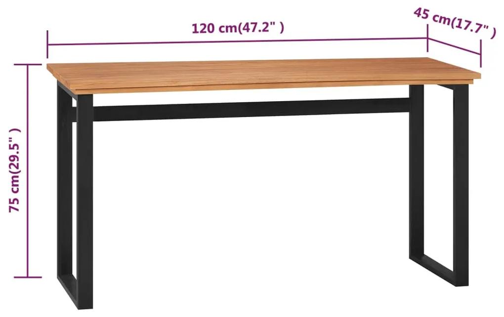 Birou ,120x45x75 cm, lemn masiv de tec Negru, 120 x 45 x 75 cm