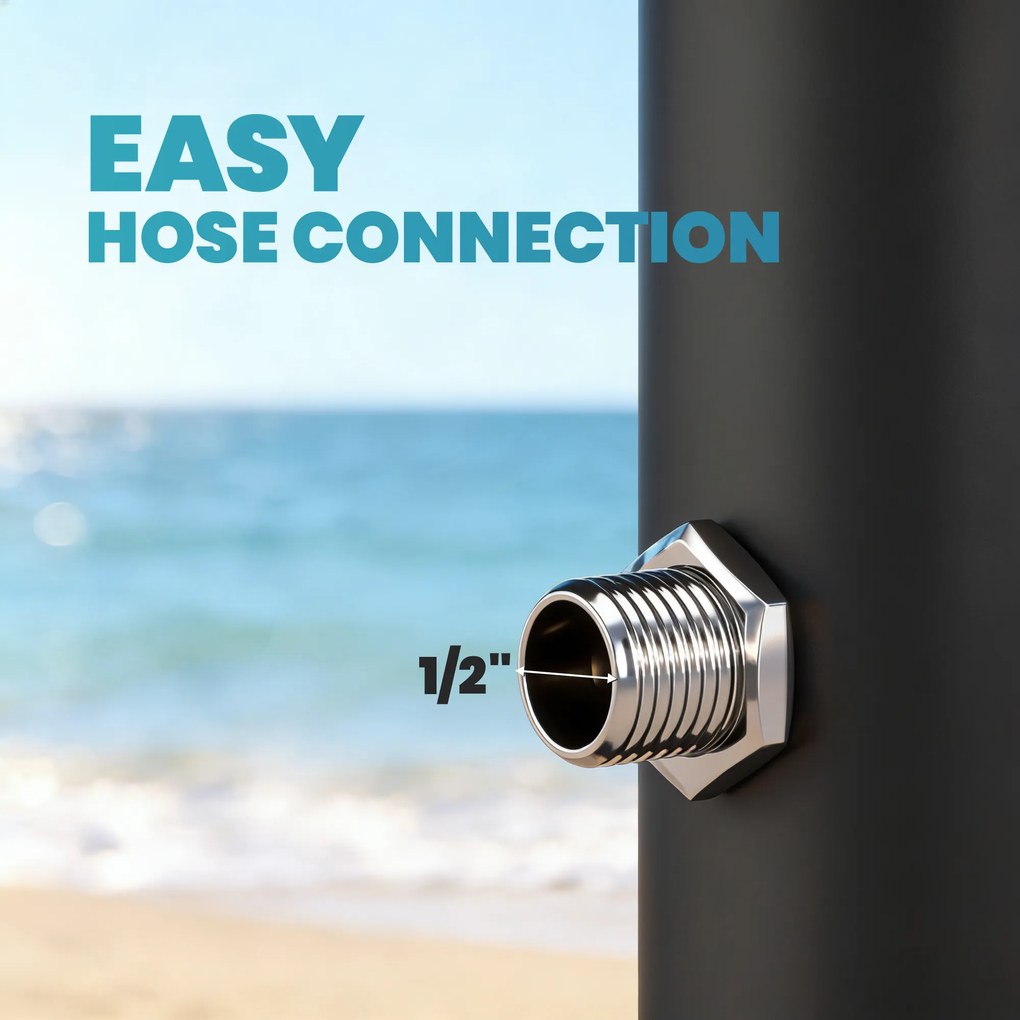 Outsunny Duș Solar 20L, Protecție Anti-îngheț Brevetată, Duș de Grădină Negru | Aosom Romania